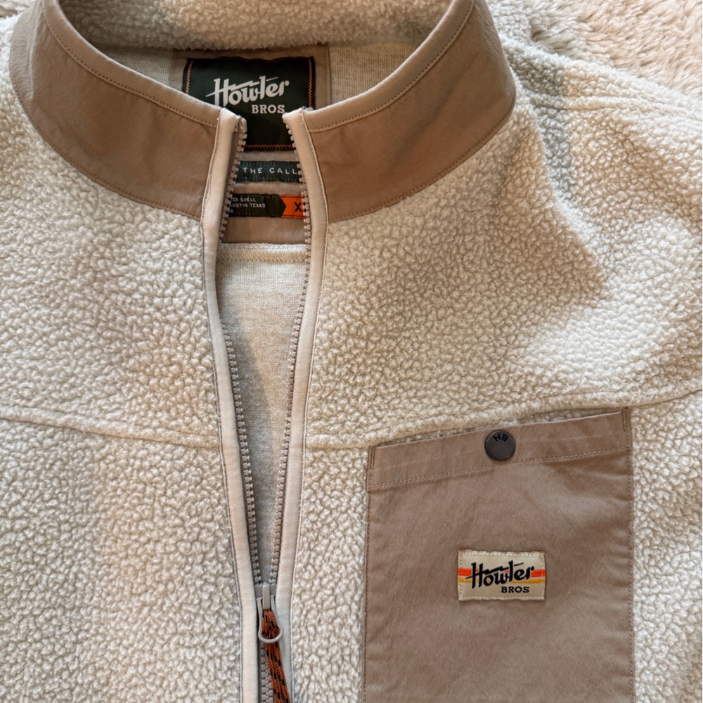 Howler Brothers Chisos Fleece Jacket - Cream and Tan Sz xl - Picture 3 of 9